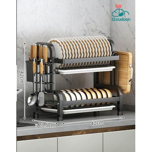 cloudoon Cloudoon Dish Drainer 2 Tier Large Dish Drying Rack Plate Storage Rack