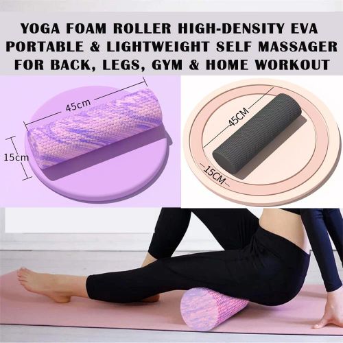 Yoga Foam Roller High-density EVA Portable &amp; Lightweight Self Massager for Back, Legs, Gym, Pilates &amp; Yoga