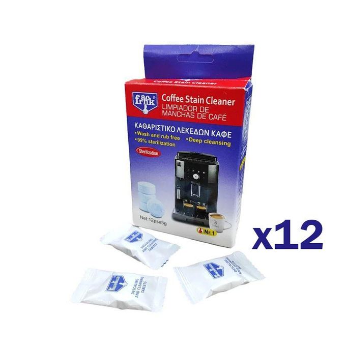 KUAKUA 12 Tablets Coffee Stain Cleaner Machines Cleaning Effervescent Universal Descaling Solution for All Types