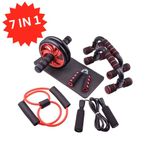 7 in 1 Home Gym Workout Kit Set Ab Wheel Roller Hand Grip Equipment Home