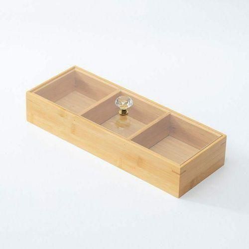 3 slot Wooden bamboo tea bag / candy organizer