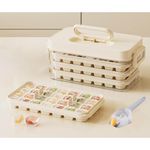 Ice Cube Trays with Lids, Scoop &amp; Ice Bucket 28/84 Pcs Portable Silicone Ice Cube Mold with Easy Pop Out Reusable Freezer Ice Box for Fridge (White, 3 Layer(84 pcs))