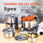 5 Pcs  stainless steel cooking pot set-Stainless Steel Baking Bowl, Mixing Bowl Set- High Quality Non Stick Stainless Steel Cookware set