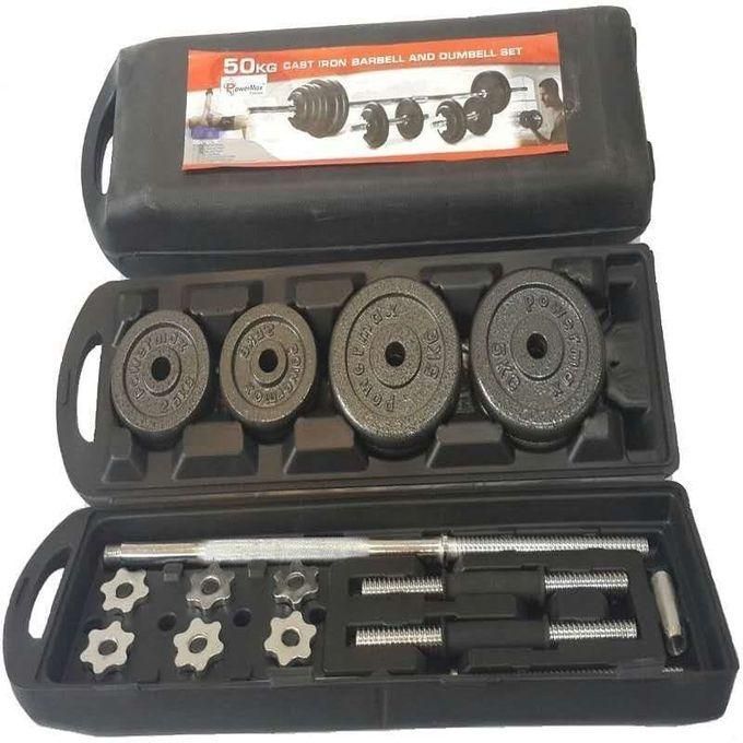 50kg Adjustable Fitness Barbell &amp; Dumbbell Weight With Portable Case