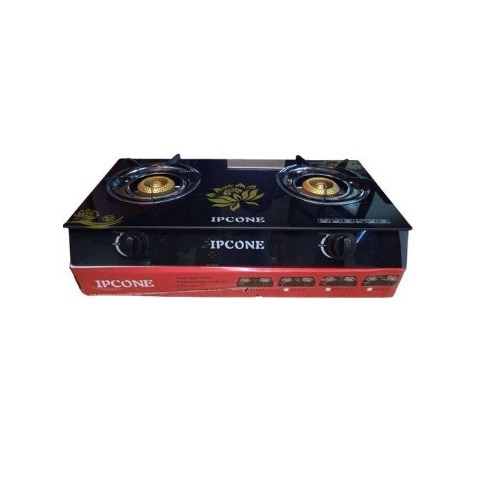 IPCONE Cooker 2 Burner - Glass Top With 13kg Regulator, Pipe And Tightener