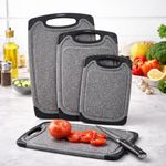CYFAZA Cutting Boards for Kitchen, Large-Small Cutting Board Set of 3, Dishwasher Safe, Juice Groove, Easy Grip Handle, Non-Slip Rubber Cutting Board