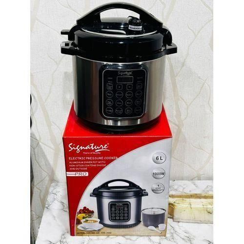 Signature 6 Liters Electric Pressure Cooker, Multifunctional Cooker With Pre programmed menu, Non-Stick Pot , 1000Watts