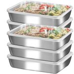 addigoes 6-Piece Stainless Steel Food Storage Container Set - Airtight Kitchen Storage Boxes with Lids, Freezer &amp; Oven Safe, Dishwasher Safe Trays &amp; Plates