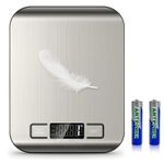 CYFAZA Food Kitchen Scale Stainless Steel 5kg/1g With Tare Function, LCD Display, Battery Operated