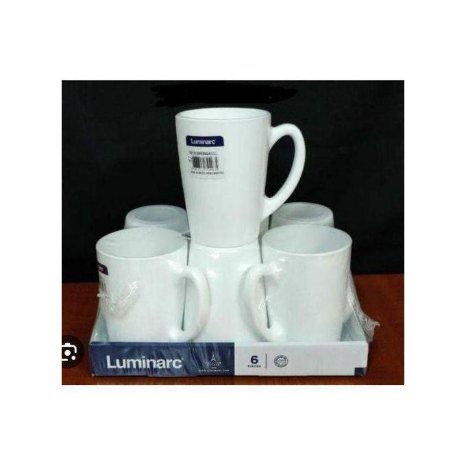Luminarc 6PCs Set White New Morning Ceramic Cups For Tea/ Coffee