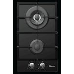 Neso 30cm Built-In Gas Hob – 2 Burners, Black Tempered Glass, Automatic Ignition