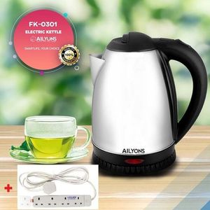 AILYONS Elec Stainless Steel Cordless  Kettle + Free 4Way Ext Cable