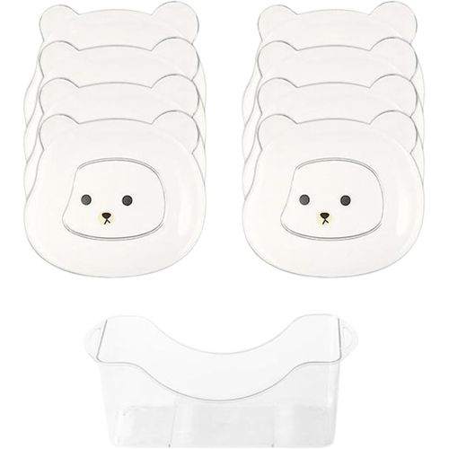 8 Pcs/Set Fruit Trays Serve Snacks Cartoon Bear Head Snack Plates Fruit Plates Household Supplies Clear(Transparent)