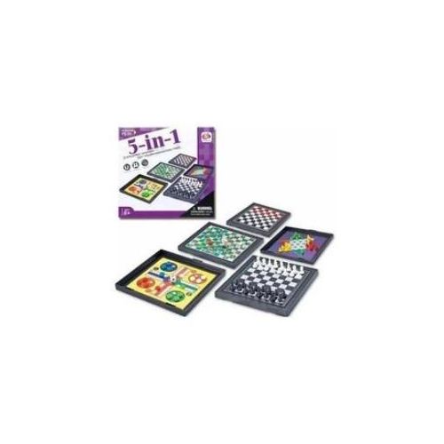 5-in-1 Magnetic Board Game Set – Chess, Ludo, Snakes &amp; Ladders, Checkers, Chinese Checkers (Small)