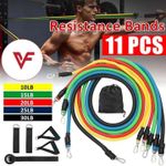 11 Pcs/Set Resistance Tubes Set Latex Crossfit Resistance Band Fitness Pull Rope Exerciser Body Training Workout Yoga Bands Crossfit Gym Ropes
