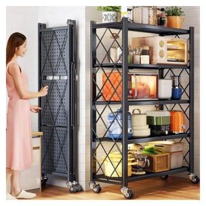 Foldable 5 tier Kitchen Rack with wheels