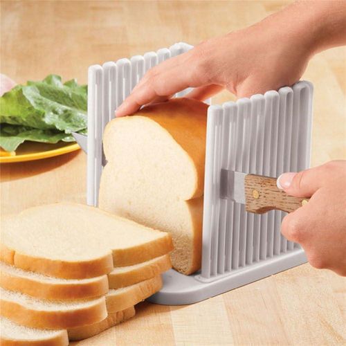 Adjustable Bread Slicer &amp; Cutting Guide for Homemade Bread - Foldable Plastic Kitchen Baking Tool