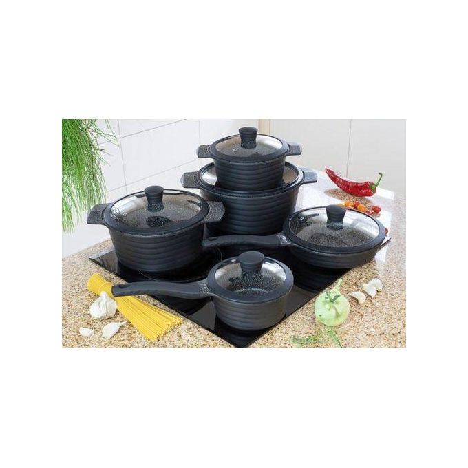 EDENBERG High quality nonstick pressed aluminum pots set with ceramic-marbled coat