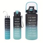 3 Pcs Motivational Sports Bottle,2000ml/800ml/300ml, BPA-Free Sports Bottle