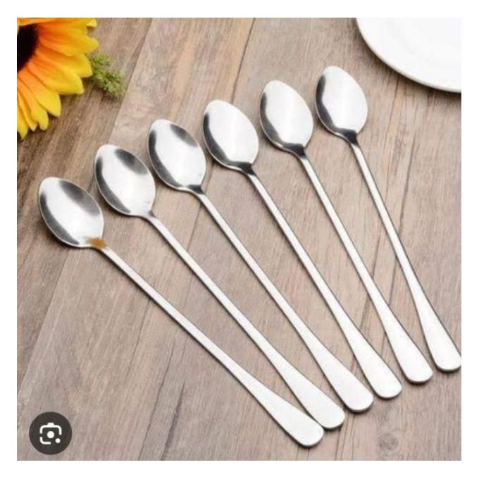 6Pcs stainless steel coffee soup tea dinner long tea spoon smooth tableware with long handle