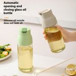 Leak proof glass with gravity nozzle 500ml oil pot - white