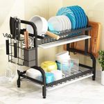 Dish Drainer 2 Tier Large Dish Drying Rack With 2 Drainboard