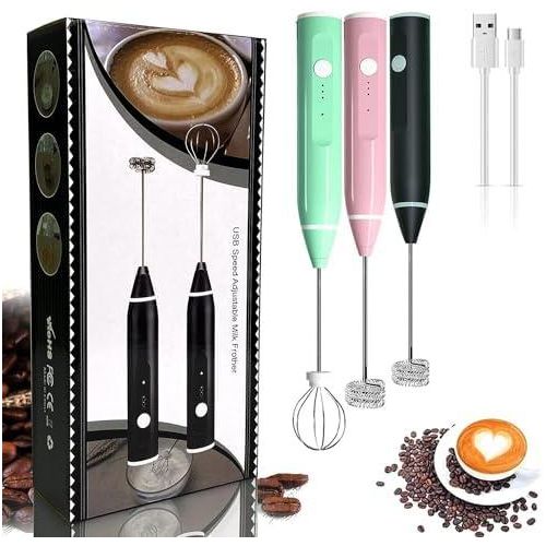 *2 In1 Electric Milk Frother, Rechargeable Hand-Held Electric Milk Frother 3 Adjustable USB Charging Can Be Used ForBulletproof Coffee Protein Drinks Matcha Coffee Whis