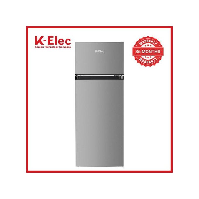 K-Elec 206 Litres Double Door Top Mount De-Frost Fridge Refrigerator With Ice Cube Tray - Black | Model KR35-TM-DFC-KBI | 36 Months Warranty + Free Fridge Guard