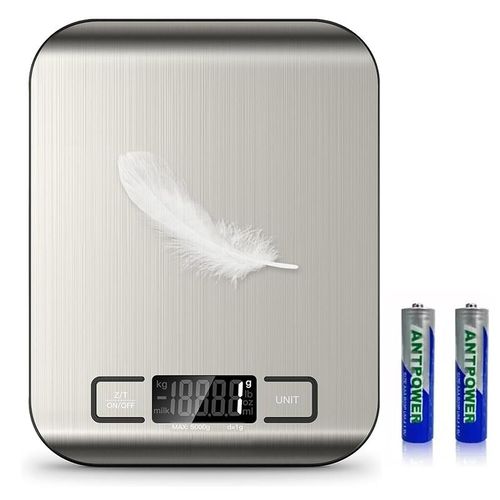 CYFAZA Food Kitchen Scale Stainless Steel 5kg/1g With Tare Function, LCD Display, Battery Operated