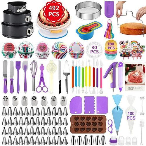 Fournitures De Décoration De Gâteaux, 492 Pièces Kit De Décoration De Gâteaux Pour Débutants