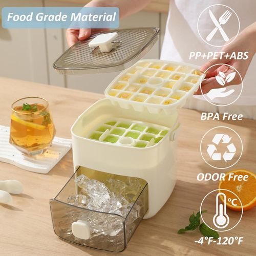 48-Cell Ice Cube Tray with Handle - Food-Grade Large Capacity Press Ice Mold, Home Freezing Ice Maker