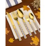 5 Pack Gold Silverware Set Stainless Steel Flatware with Spoons Forks Knife