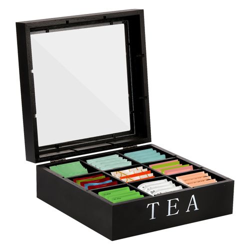 9 Grids Wooden Tea Bag Organizer Spice Kitchen Organizer