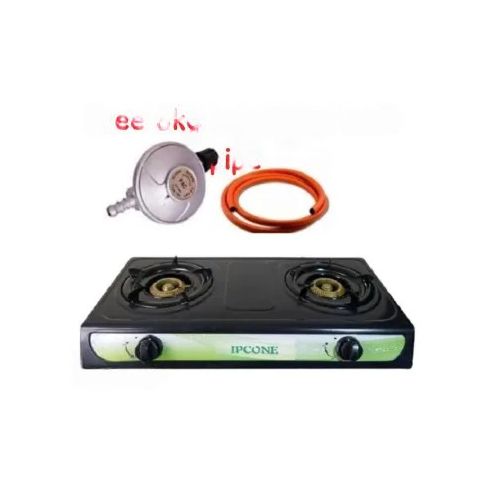 IPCONE Cooker 2 Burner Gas Tabletop Stainless Steel With Free 13kg Regulator, Gas Pipe And Tighteners 7102