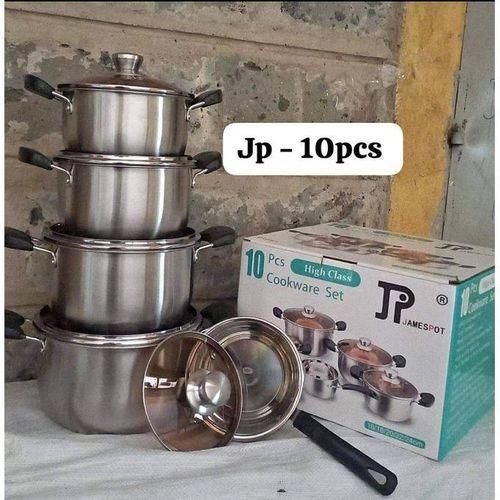JP 10pcs Premium quality Stainless Steel Cookware Sets Pot Sufuria with Glass Lids