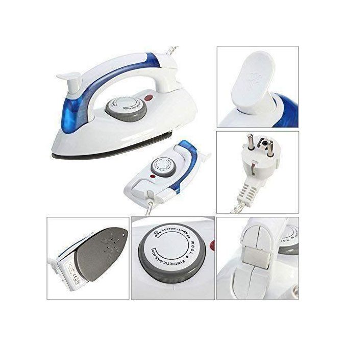 Foldable Electrical Steam Travel Iron Box - White/Blue