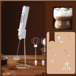 TOUPHY Handheld Electric Foam Maker Milk Frother with 2 Stainless Whisks For Latte, Cappuccino, Hot Chocolate, Egg
