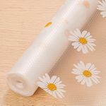KnMn 45x500 CM Shelf Liner for Kitchen Cabinets Non Adhesive Waterproof Drawer Liner Floral Pattern