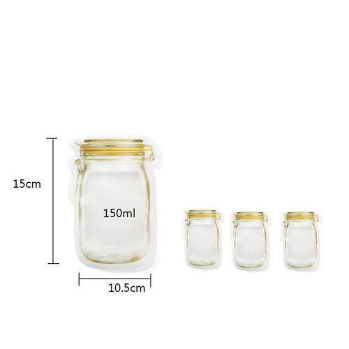 Reusable Mason Jar Zipper Bags - Leakproof Food Storage Pouches for Snacks &amp; Travel Essentials