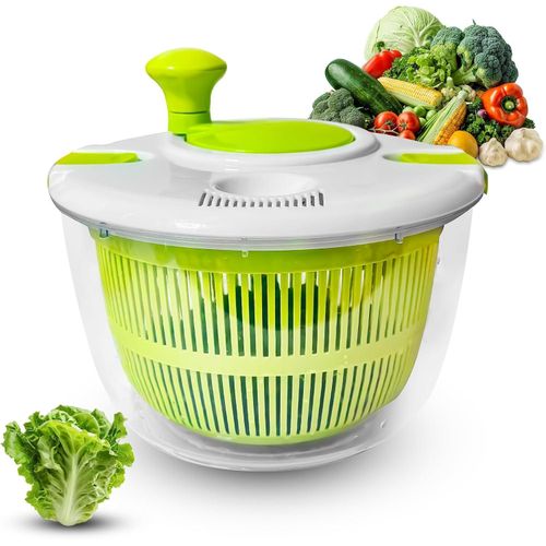 Salad Spinner, Vegetable and Fruit Washing Dryer, Lettuce Spinner – 5L Large Capacity, Green, Easy to Use and Clean