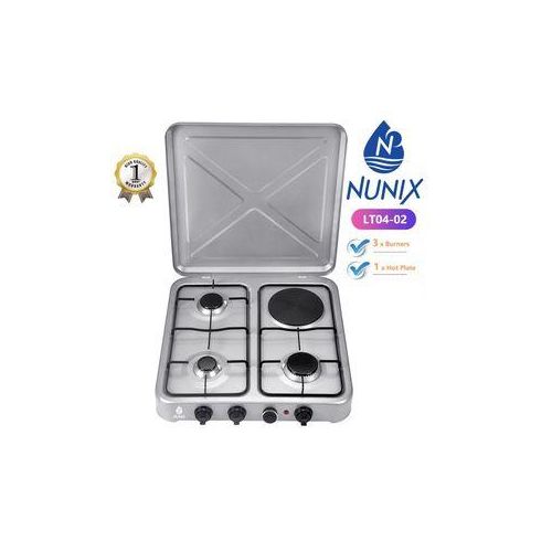 Nunix Top Table 4 Burner Cooker 3 Gas + 1 Electric Hot Plate