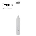 Whisk Milk Frother, Rechargeable Handheld Electric Whisk Coffee Frother Mixer with 2 Stainless Whisks, Milk Foam Maker-white，Milk frother