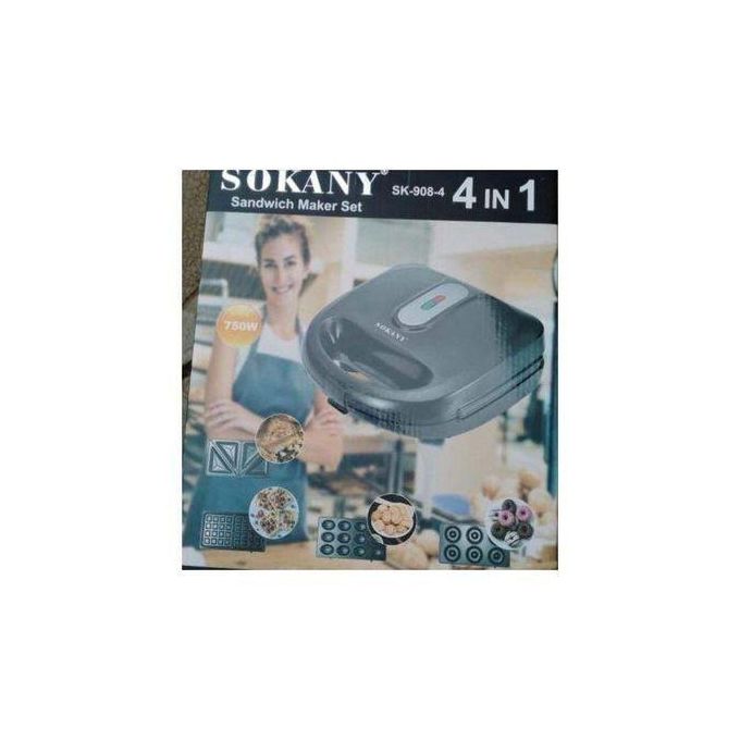 Sokany 4 In 1 Electric Sandwich Maker, Donut, Grill And Waffle Removable Non-Stick Plates- For Bread Toaster, Donuts, Waffles, Grilled Cheese, Tuna Melts, Burgers, Steaks And Snacks