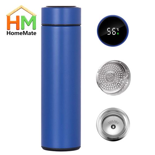 Homemate 500ML Temperature Display Thermos Cup Water Bottle Stainless Steel Divided Thermos Bottle Outdoor Blue Vacuum Flask Insulated Cup Gift