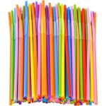 80 Pack Colorful Straws, Plastic Disposable Bendy Straws Extra Long Straws