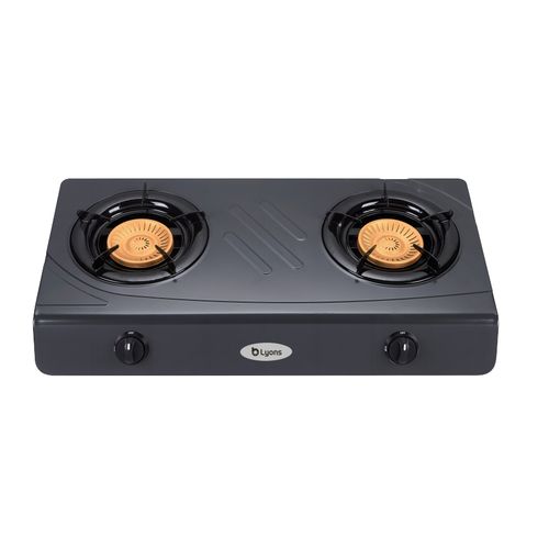 Lyons GK-013 Stainless Steel Two Burner Double Ring Flame Gas Cooker-Grey (1YR WRTY)
