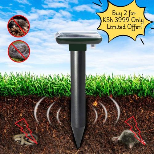 2PCS Solar Ultrasonic Animal Repeller Set – Waterproof Pest Control For Moles, Snakes &amp; Rodents