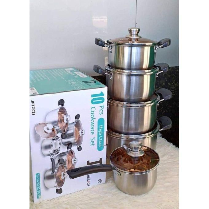 JP stainless steel Heavy Duty 10 PC Cookware Set Cooking Pots/sufuria