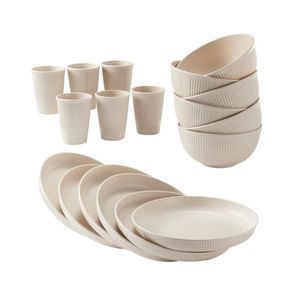Unbreakable 18 Piece Wheat Dinner Set - Beige