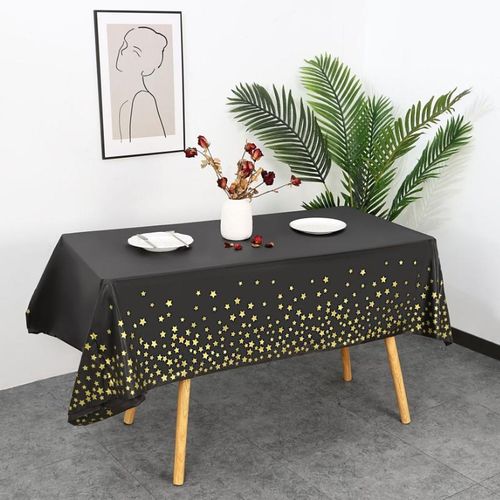 SXCHEN Black Star Party Disposable Plastic Tablecloth
